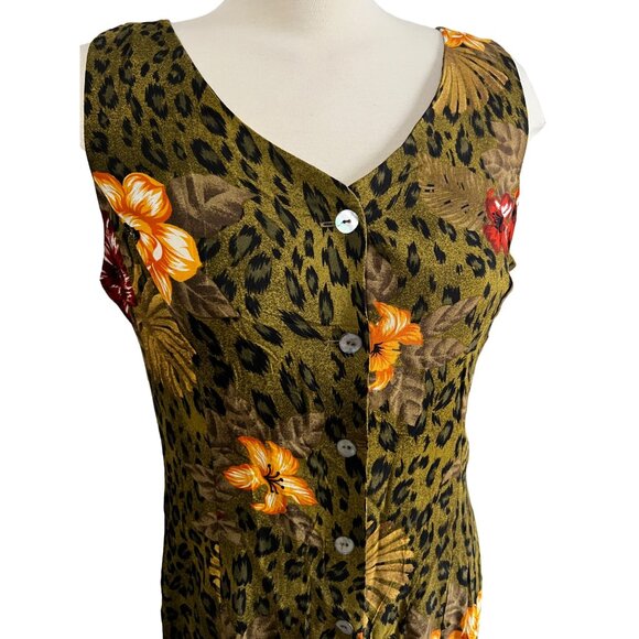 Vintage Floral Racerback Boho Maxi Dress Sz 12 by Scarlett Green Animal Print - Picture 9 of 15